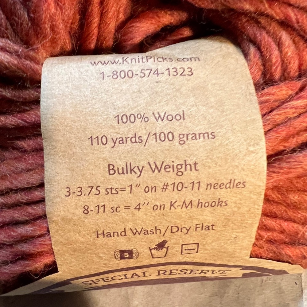 Knit Picks Full Circle Yarn Chrysanthemum Orange 100% Wool Bulky Special Reserve - Picture 3 of 5